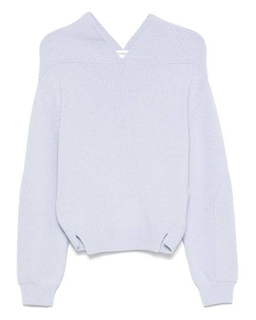 Victoria Beckham White V-Neck Sweater