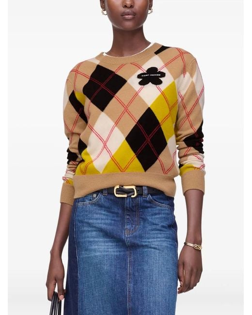 Marc Jacobs Brown Flower-Embellished Sweater