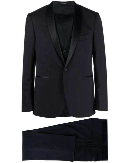 Tagliatore Black Single-Breasted Virgin Wool Blend Suit for men
