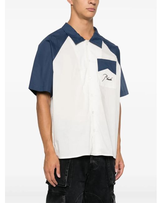 メンズ Rhude バイカラー シャツ Blue