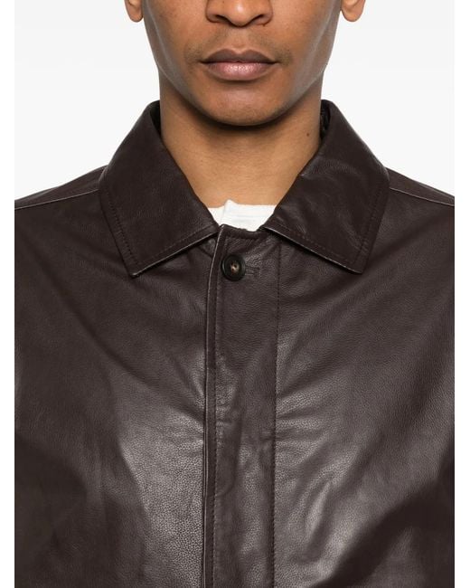 Corneliani Brown Pocket Bovine-Leather Jacket for men