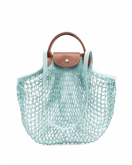 Bolso shopper Le Pliage Filet Longchamp de Algodón de color Azul | Lyst
