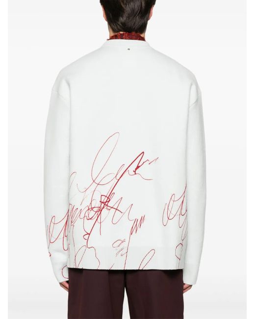 OAMC White Scribble-Print Fleece Sweater for men