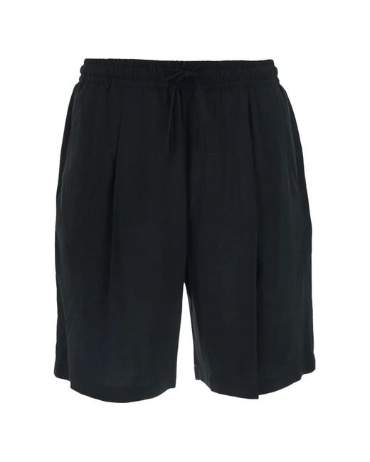 Low Brand Black Drawstring-Detail Pleated Shorts for men