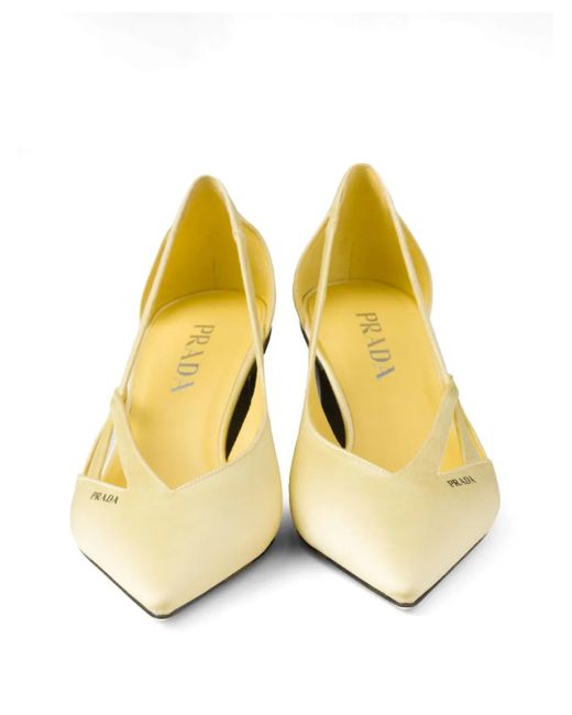 Prada Metallic 55Mm Satin Cut-Out Pumps