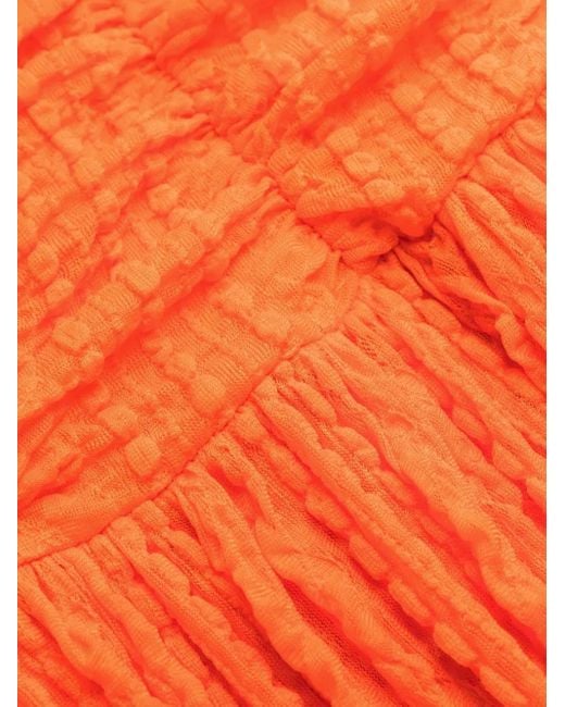 Ganni Orange Robe À Encolure Carrée