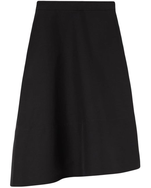 Jil Sander Black Asymmetric Midi Skirt
