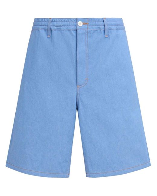 Marni Blue Logo-embroidery Cotton Shorts for men