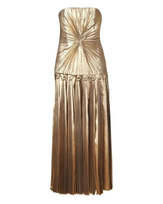 Acler Natural Fintry Pleated Strapless Maxi Dress