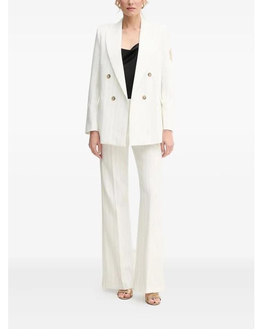 Ermanno Scervino White Pinstripe-Pattern Logo-Patch Blazer