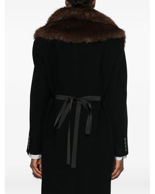 LE SULLY STUDIO Brown Faux-Fur-Panelled Longline Jacket