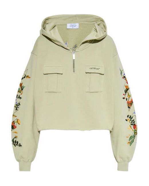 Off-White c/o Virgil Abloh Women's Green Pocket Floral Hoodie