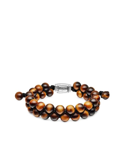 David Yurman White Sterling Spiritual Beads Two-Row Woven Bracelet (8Mm) for men