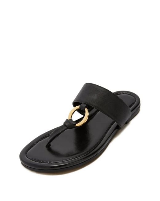 Odissi Black Olivia Ring-Detail Sandals