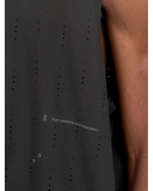 On Shoes Black X Paf Zero Singlet Perforated Logo-Print Vest for men