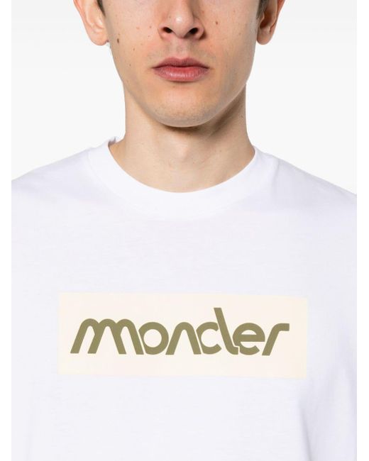 Moncler T-Shirt mit gummiertem Logo in White für Herren