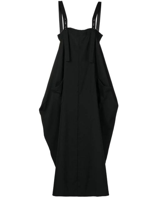 Y's Yohji Yamamoto Black Square-neck Wool Dress