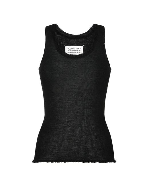 Maison Margiela Black Twist-Neckline Knitted Tank Top