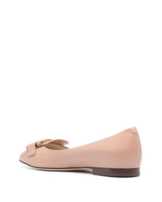 Tod's Pink Ballerinas With Chain