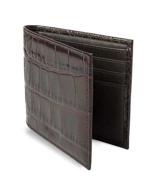 Hackett Black Croc-Stamped Billfold Wallet for men