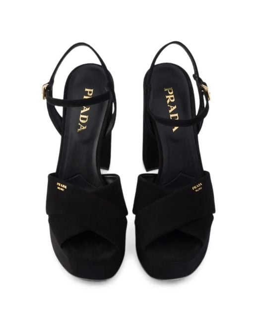 Prada Black Suede Platform Sandals