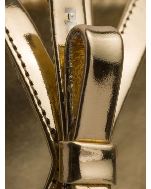 Prada White Sandales Plates En Cuir Métallique