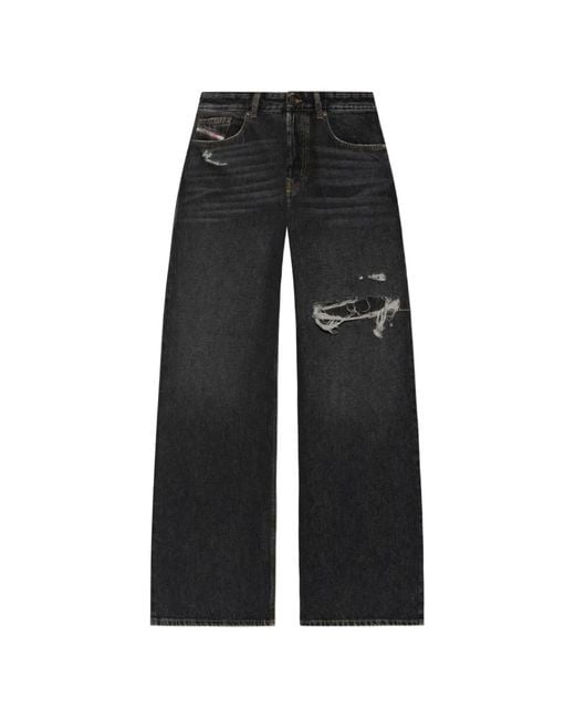 DIESEL Black Relaxed Jeans Low-Waist D-Rise for men
