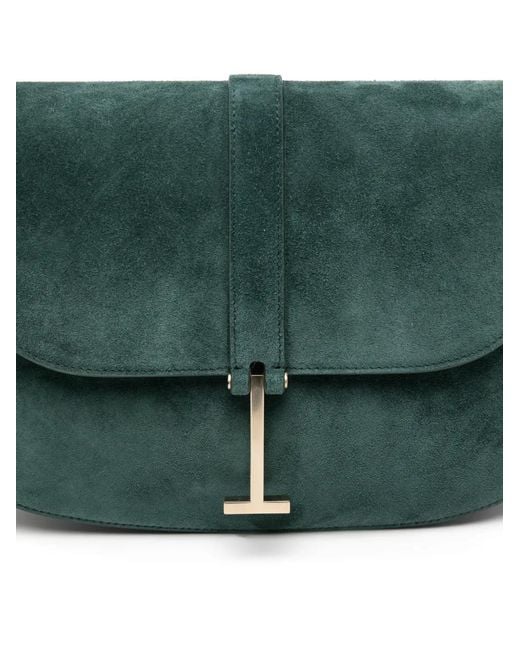 Tom Ford Green T Twist Suede Cross Body Bag
