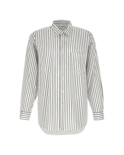 Comme des Garçons White Chemise Rayée À Poche Poitrine for men