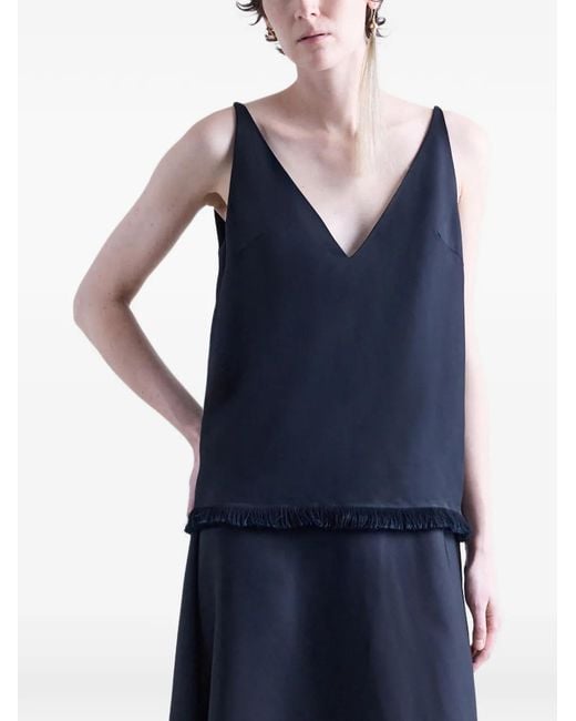 FFORME Blue Emory Fringe-Trim Blouse