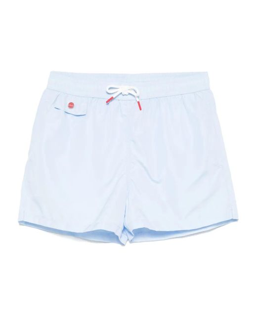 メンズ Kiton ロゴ トランクス水着 Blue