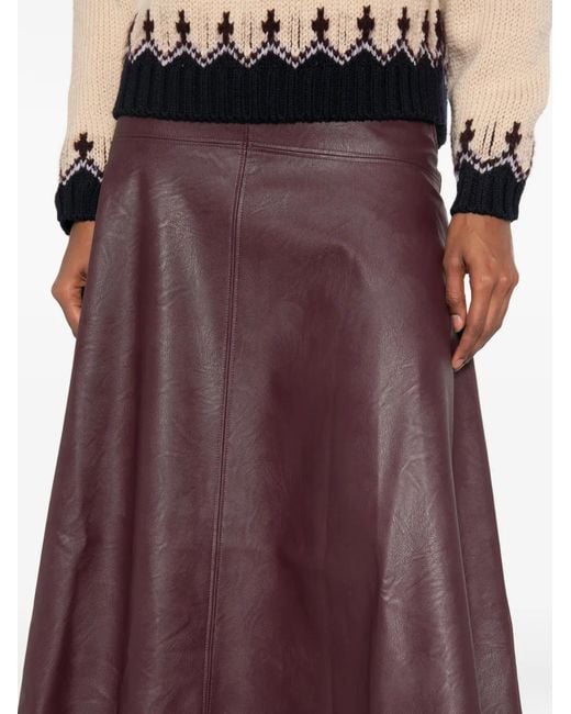Forte_forte Purple Panelled A-Line Midi Skirt