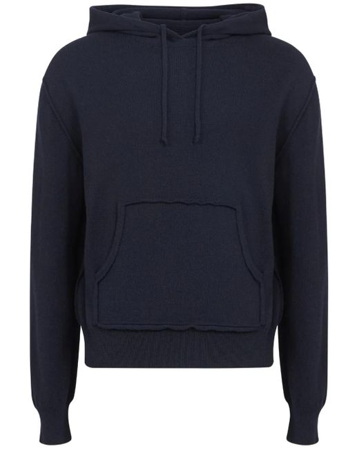 Maison Margiela Blue Pouch-Pocket Kntited Hoodie for men