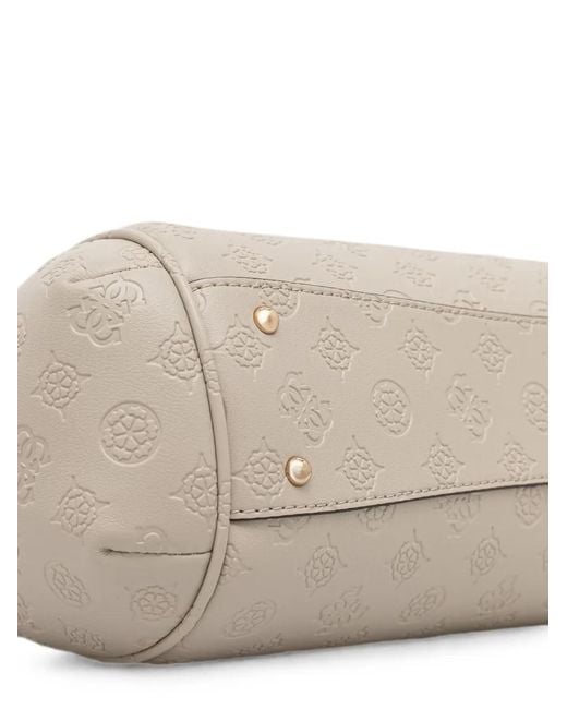 Guess Natural Logo-Embossed Padlock-Detail Shoulder Bag
