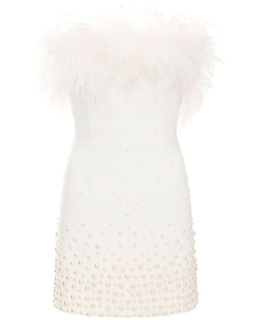 Rebecca Vallance White Therese Faux Pearl-Embellished Mini Dress