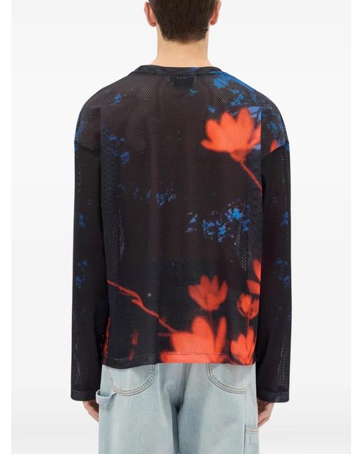 MSGM Blue T-Shirt Ample À Fleur for men