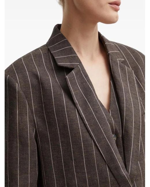 Day Birger et Mikkelsen Brown Striped Single-Breasted Blazer
