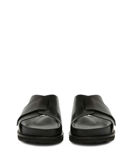 Jil Sander Black Slip-On Leather Slides for men