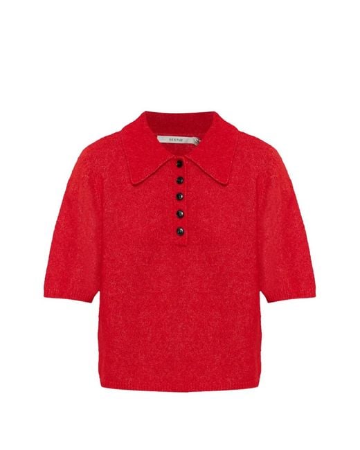 Gestuz Red Polo Boutonné En Maille