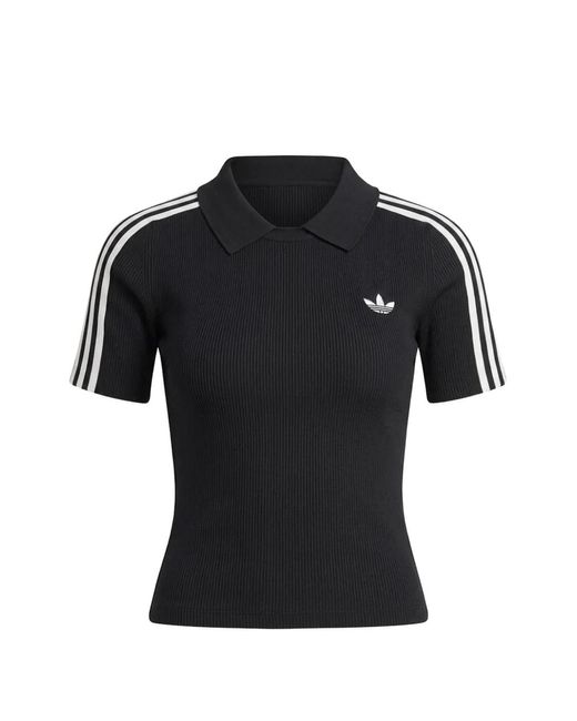 Adidas Black Cali Ribbed-Knit T-Shirt