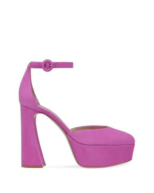 Gianvito Rossi Pink Platform Ankle-Strap Pumps