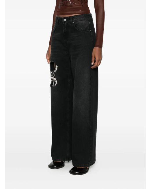 Area Black Crystal-Embellished Jeans