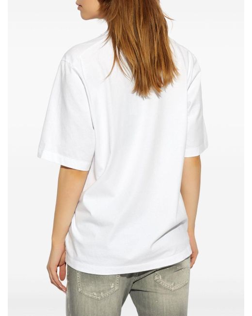 T-shirt en coton à logo imprimé DSquared² en coloris White