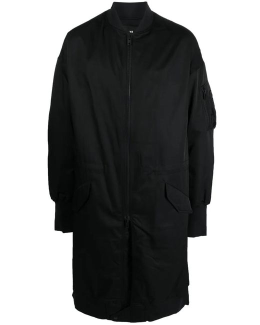 Y-3 Black Longline Bomber Coat