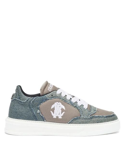 Roberto Cavalli Blue Denim-Panel Sneakers for men