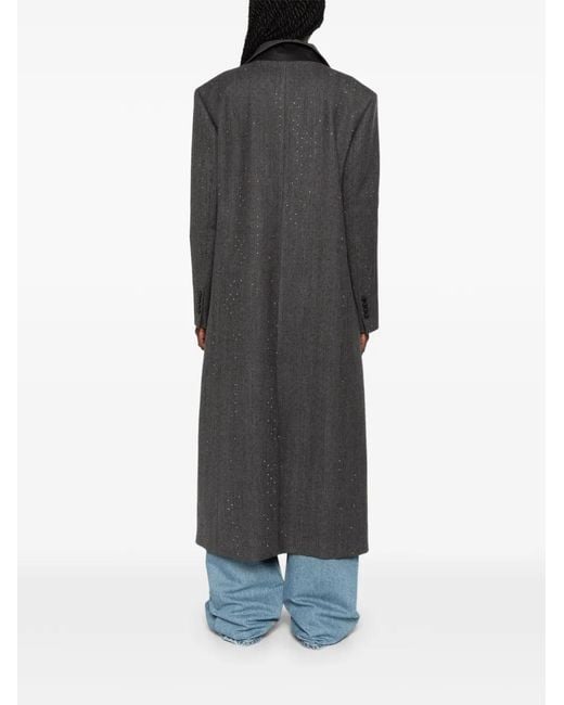 Sandro Gray Rhinestone-Embellished Herringbone Coat
