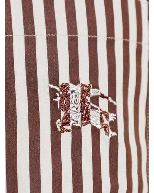 Burberry White Striped Button-Down Cotton Shirt for men