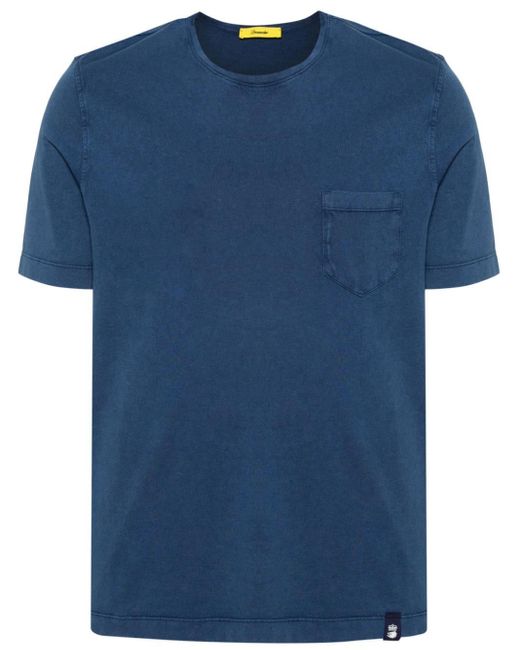 Drumohr Blue Chest-pocket Cotton T-shirt for men