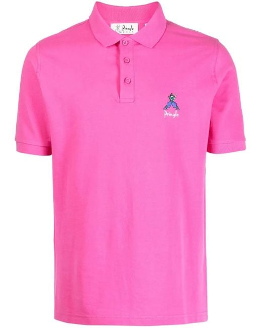 Pringle of Scotland Pink Geometric George Golf Polo Shirt