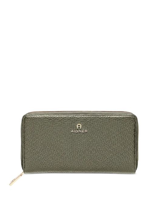 Aigner Green Ivy Logo-Plaque Wallet